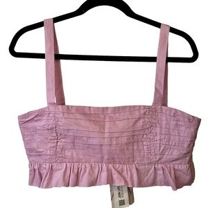 NEW ZARA Cotton Pleated Crop Top Bralette